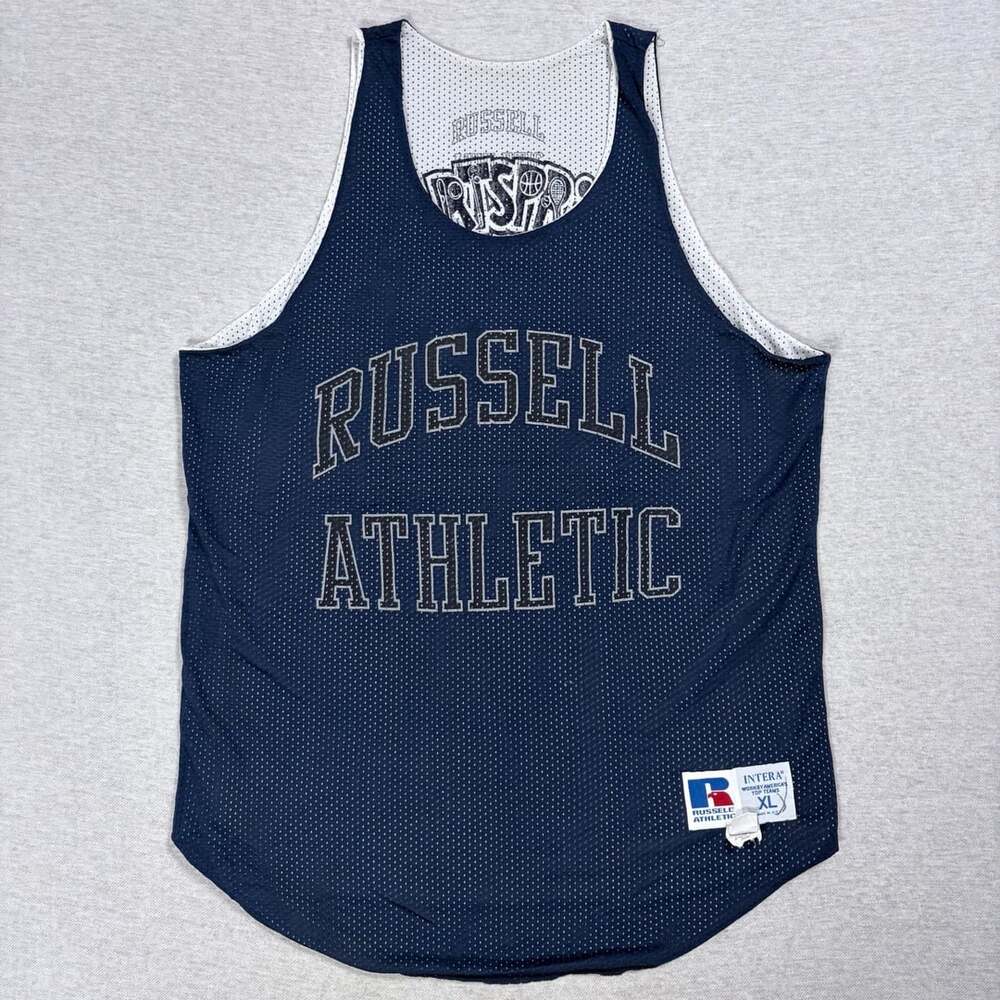 Russell Athletic Reversible Basketball Tank Top Size XL Navy Blue Mesh